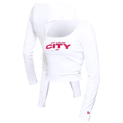 Women's 5th & Ocean by New Era  White St. Louis City SC Leisure Cropped Long Sleeve T-Shirt