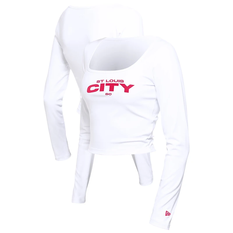 Women's 5th & Ocean by New Era White St. Louis City SC Leisure Cropped Long Sleeve T-Shirt
