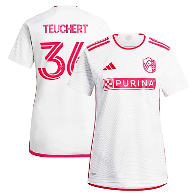 Women's adidas Cedric Teuchert White St. Louis City SC 2024 The Confluence Kit Replica Player Jersey
