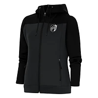 Women's Antigua Black/Charcoal St. Louis City SC Brushed Metallic Logo Protect Full-Zip Hoodie