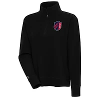 Women's Antigua  Black St. Louis City SC Portal Tri-Blend Half-Zip Pullover Top