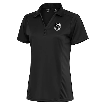 Polo hommage pour femme Antigua Charcoal St. Louis City SC avec logo métallique brossé