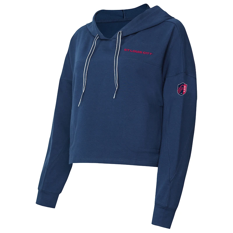 Sweat à capuche manches longues Concepts Sport bleu marine St. Louis City SC Elevation Tri-Blend pour femme