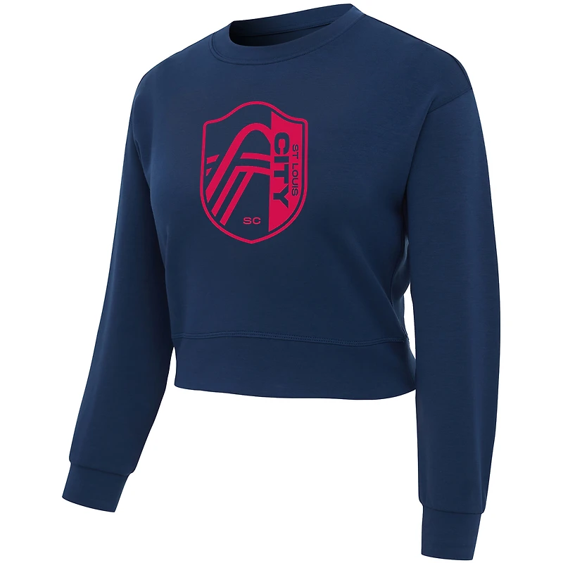 Women's Concepts Sport Navy St. Louis CITY SC Tri-Blend Darby Knit Long Sleeve Crop Top