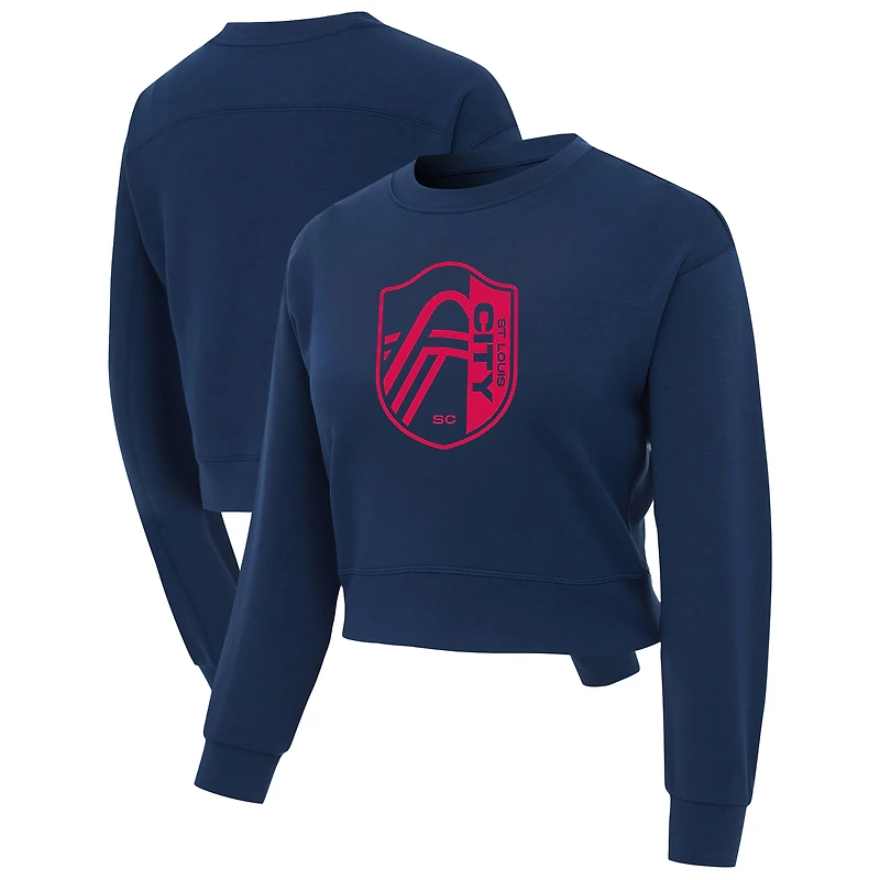 Women's Concepts Sport Navy St. Louis CITY SC Tri-Blend Darby Knit Long Sleeve Crop Top