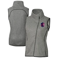 Women's Cutter & Buck  Heather Gray St. Louis City SC Mainsail Sweater-Knit Full-Zip Asymmetrical Vest