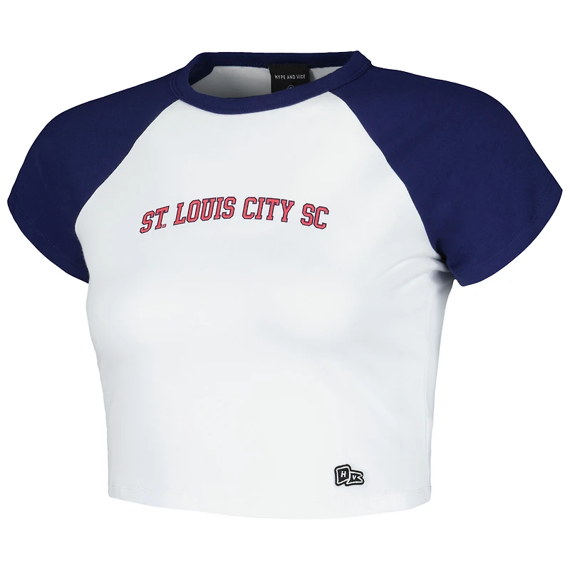 T-shirt court raglan Hype and Vice White St. Louis City SC Homerun pour femmes