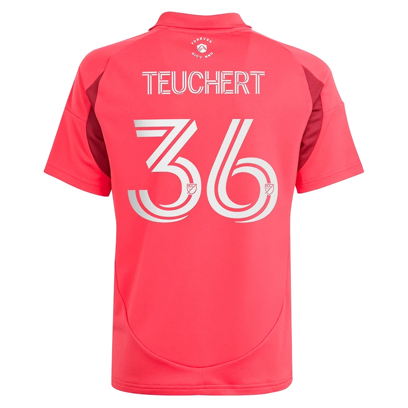 Maillot de joueur adidas Cedric Teuchert rose St. Louis CITY SC 2025 Forever rouge réplique pour jeunes
