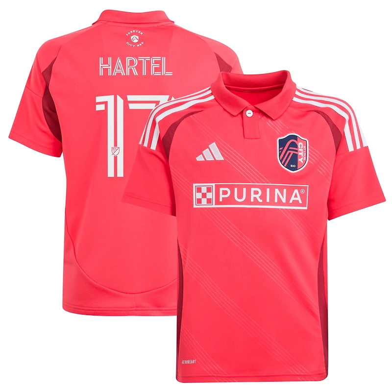 Maillot de joueur réplique rouge adidas Marcel Hartel pour jeunes St. Louis CITY SC 2025 Forever Red