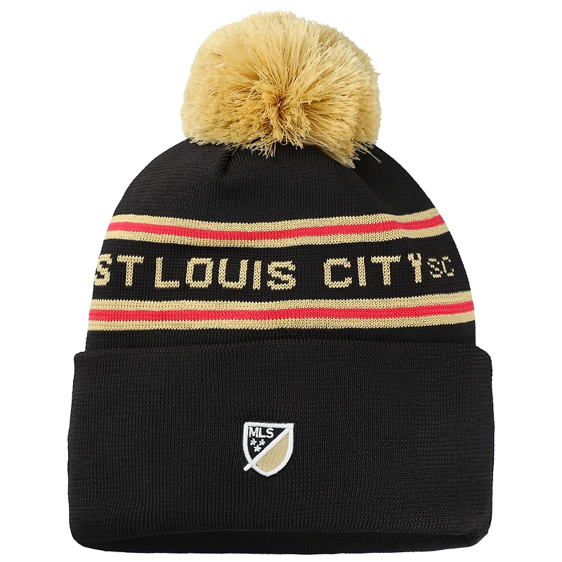 Youth New Era  Black St. Louis CITY SC Jersey Hook Cuffed Knit Hat with Pom