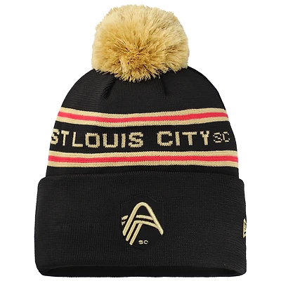 Youth New Era  Black St. Louis CITY SC Jersey Hook Cuffed Knit Hat with Pom