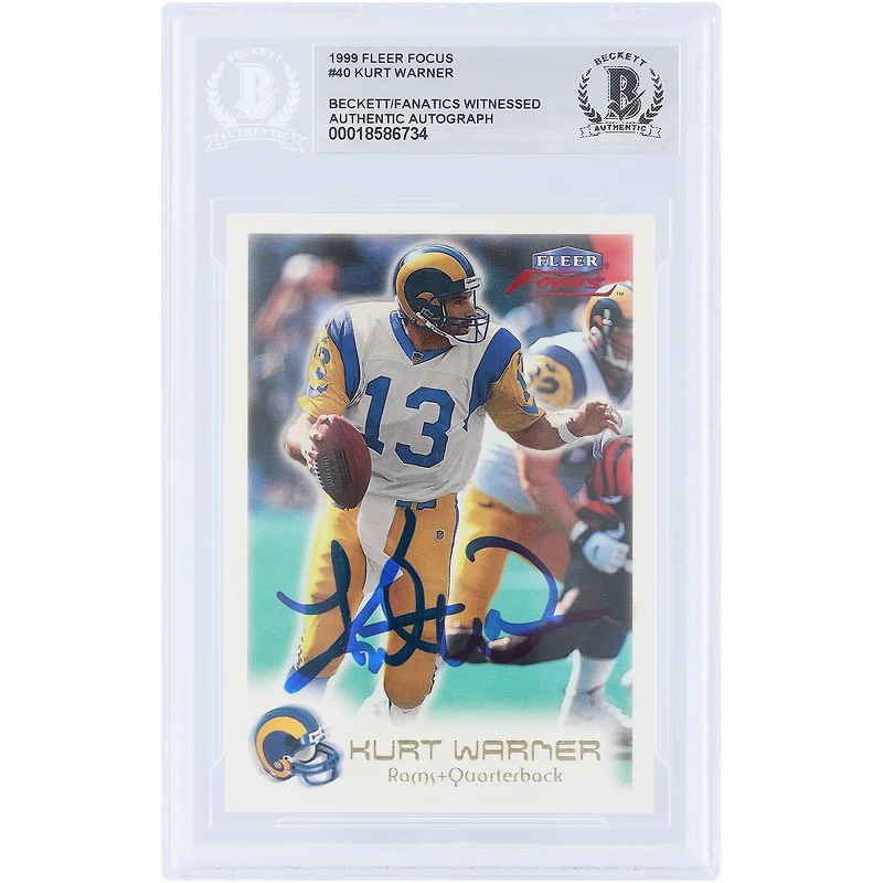 Carte de recrue autographiée de Kurt Warner (St. Louis Rams) de 1999, Fleer Focus n° 40