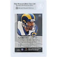 Carte de recrue authentifiée par Beckett Fanatics Witnessed, signée par Kurt Warner, des Rams de Saint-Louis (1999, Skybox Molten Metal n° 93).
