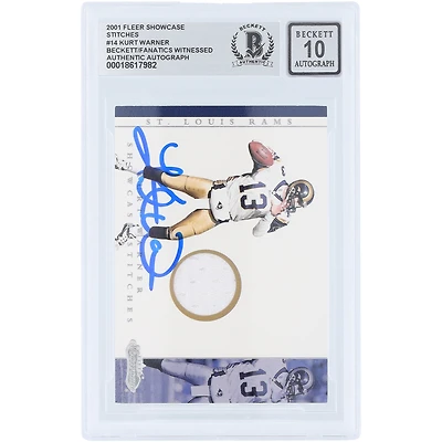 Kurt Warner St. Louis Rams Autographed 2001 Fleer Showcase Stitches Jersey Relic #KW Beckett Fanatics Witnessed Authenticated 10 Card