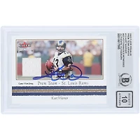 Carte authentifiée par Kurt Warner (St. Louis Rams) de 2002, Fleer Premium Prem Team Jersey Relic #KW Beckett Fanatics Witnessed 10