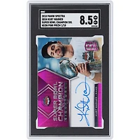 Carte autographiée de Kurt Warner (St. Louis Rams) 2018 Panini Spectra Neon Pink Prizm Super Bowl Champion Signatures #SB34 #1/10 authentifiée SGC 8.5