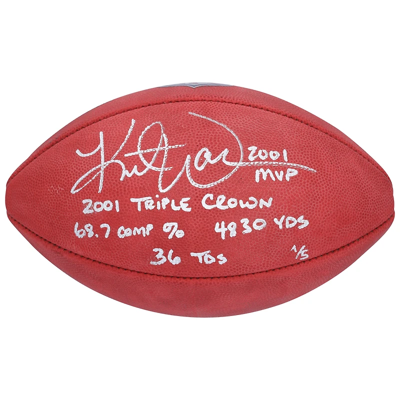 Kurt Warner St. Louis Rams Autographed Duke Full Color Football with Multiple Inscriptions - Limited Edition #1/5
