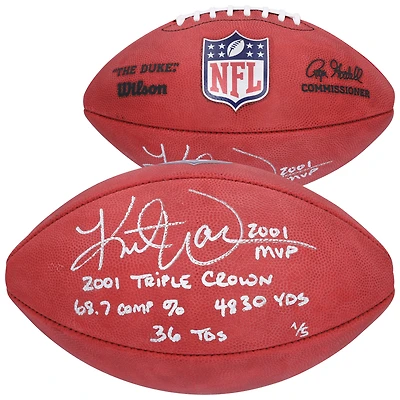 Kurt Warner St. Louis Rams Autographed Duke Full Color Football with Multiple Inscriptions - Limited Edition #1/5