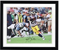 Marshall Faulk St. Louis Rams Autographed 16" x 20" Juking Titans Defender Photograph