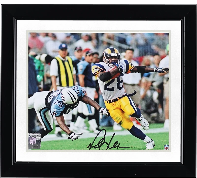 Marshall Faulk St. Louis Rams Autographed 8" x 10" Juking Titans Defender Photograph