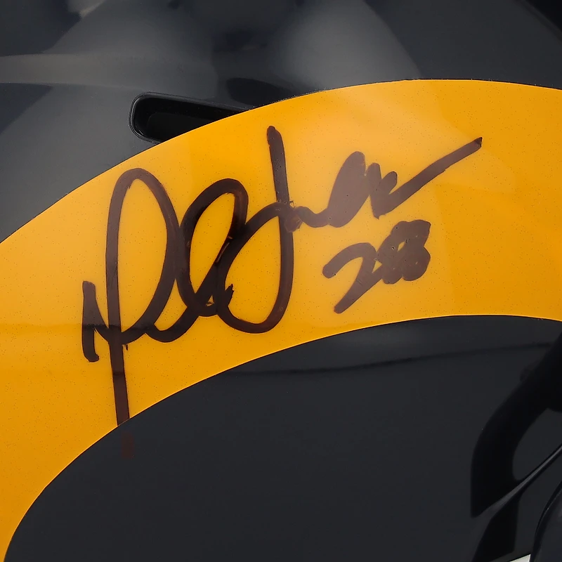 Casque miniature Riddell Speed rétro 2000-2016 autographié par Marshall Faulk, des Rams de Los Angeles