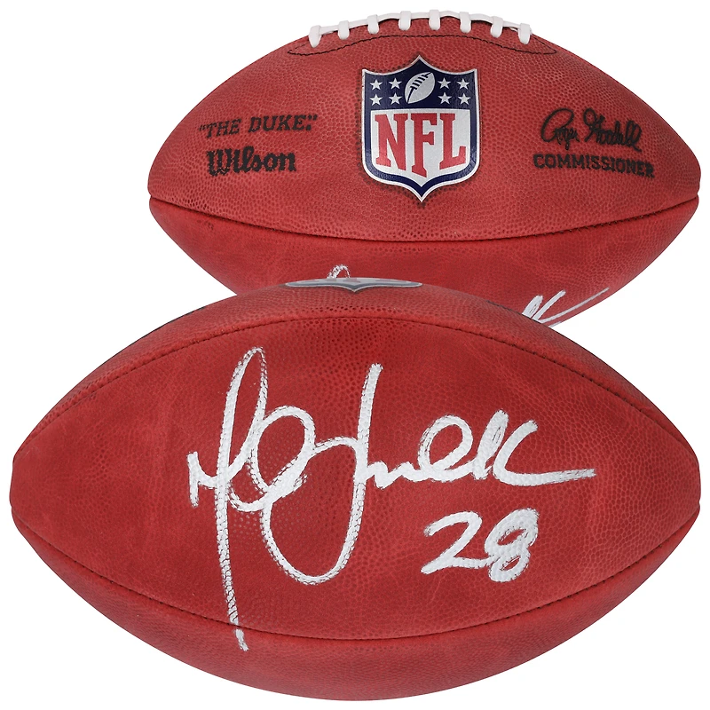 Ballon de football Wilson Duke en couleur autographié par Marshall Faulk des Rams de St. Louis