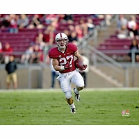 Christian McCaffrey Maillot non signé des Cardinals de Stanford se précipitant pour un touché contre l'Utah