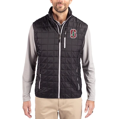 Men's Cutter & Buck  Black Stanford Cardinal Rainier Eco Insulated PrimaLoft Full-Zip Puffer Vest