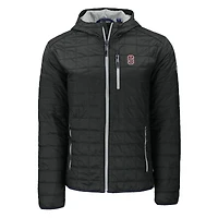 Men's Cutter & Buck  Black Stanford Cardinal Rainier Eco PrimaLoft Hooded Full-Zip Jacket