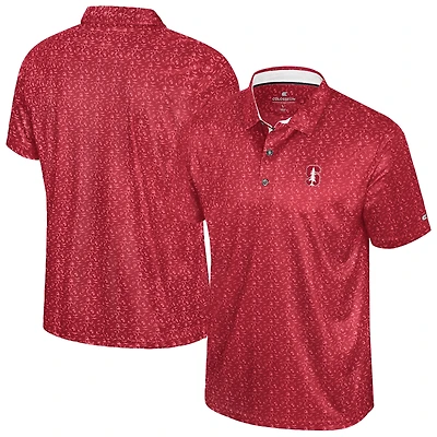Men's Colosseum  Cardinal Stanford Football Print Polo