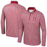 Men's Colosseum Cardinal Stanford Striped Quarter-Zip Top