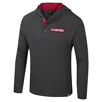Men's Colosseum  Charcoal Stanford Cardinal Dujour Ralgan Long Sleeve Henley Hoodie T-Shirt