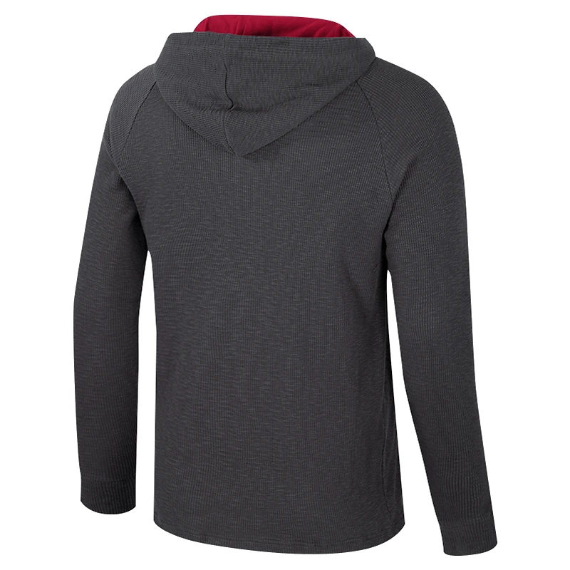 Men's Colosseum  Charcoal Stanford Cardinal Dujour Ralgan Long Sleeve Henley Hoodie T-Shirt
