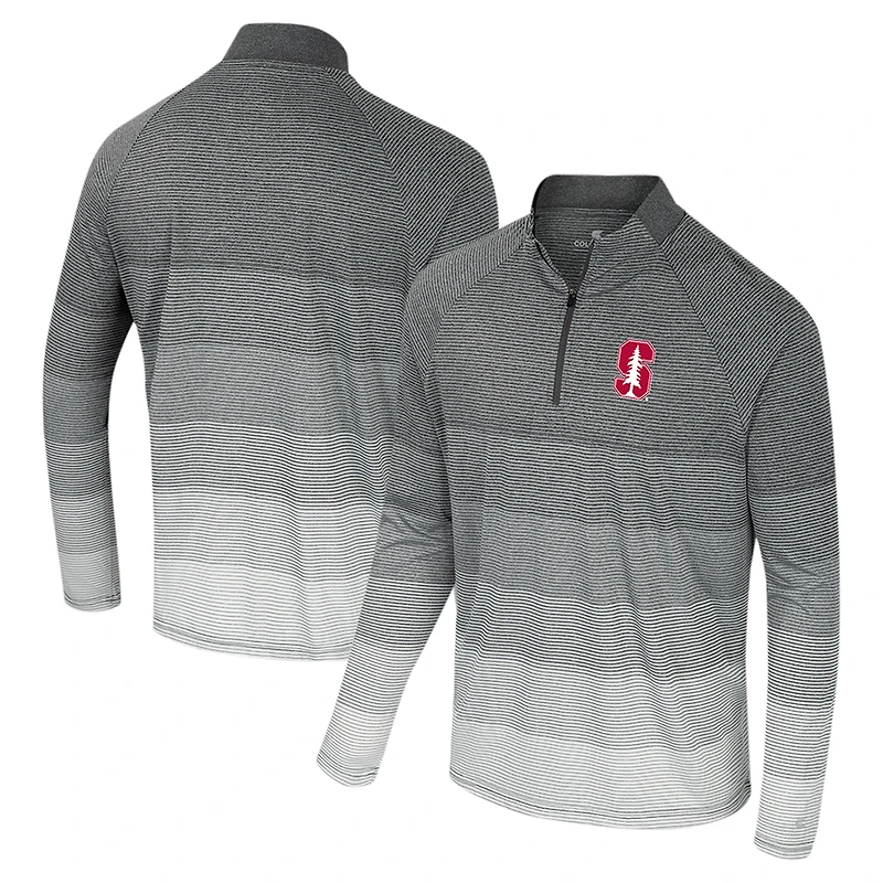 Men's Colosseum  Gray Stanford Cardinal AI Striped Mesh Quarter-Zip Raglan Windshirt