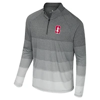 Men's Colosseum  Gray Stanford Cardinal AI Striped Mesh Quarter-Zip Raglan Windshirt