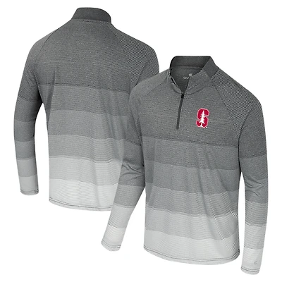 Coupe-vent raglan à glissière quart de tour en maille rayée Stanford Cardinal AI gris Colosseum pour homme