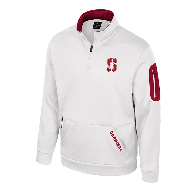 Men's Colosseum White Stanford Cardinal Mainframe Quarter-Zip Fleece Jacket