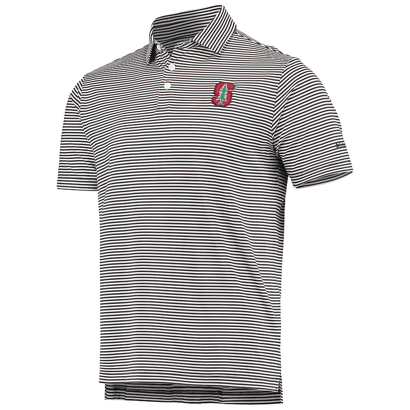 Men's Columbia Golf Black Stanford Cardinal Club Invite Omni-Wick Polo