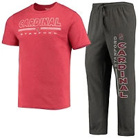 Ensemble de nuit pour homme Concepts Sport Stanford cardinal Meter (haut et pantalon) couleur gris chiné anthracite/rouge