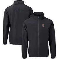 Veste zippée intégrale en tricot recyclé pour homme, modèle Cutter & Buck, Stanford Cardinal, grande taille, Charter, noir