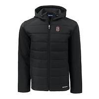 Veste à capuche zippée intégrale Cutter & Buck Stanford Cardinal Evoke Hybrid Eco Softshell recyclée noire pour homme