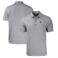 Polo extensible recyclé à rayures écologiques Forge pour homme, noir chiné, Stanford Cardinal, coupe large et grande taille