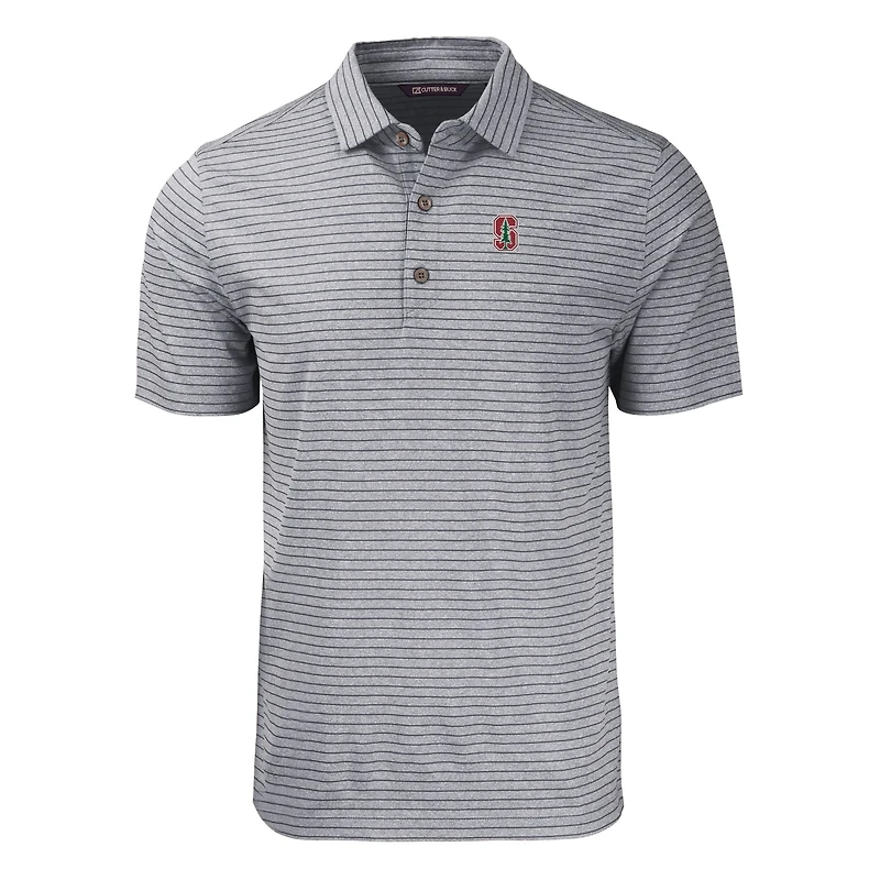 Polo extensible recyclé à rayures écologiques Forge pour homme, noir chiné, Stanford Cardinal, coupe large et grande taille