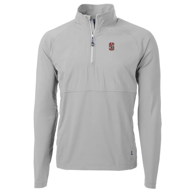 Pull-over hybride recyclé à fermeture éclair quart de tour pour homme, en tricot Stanford Cardinal Adapt Eco Knit, Cutter & Buck Silver