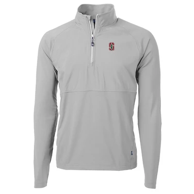 Pull-over hybride recyclé à fermeture éclair quart de tour pour homme, en tricot Stanford Cardinal Adapt Eco Knit, Cutter & Buck Silver