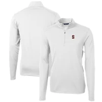 Men's Cutter & Buck White Stanford Cardinal Big Tall Virtue Eco Pique Recycled Quarter-Zip Pullover Top