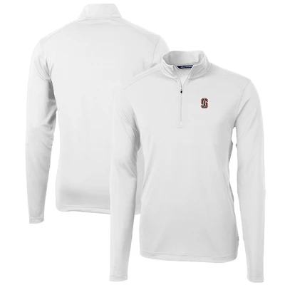 Men's Cutter & Buck White Stanford Cardinal Big Tall Virtue Eco Pique Recycled Quarter-Zip Pullover Top
