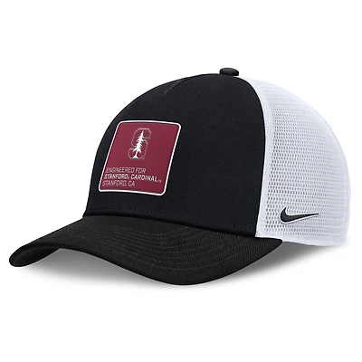 Casquette ajustable Nike Stanford Cardinal 2025 On-Field Rise Engineered Trucker pour homme, noire/blanche