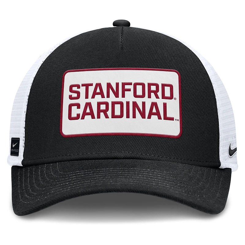 Casquette ajustable Nike Stanford Cardinal 2025 On-Field Rise Patch pour homme, noire/blanche