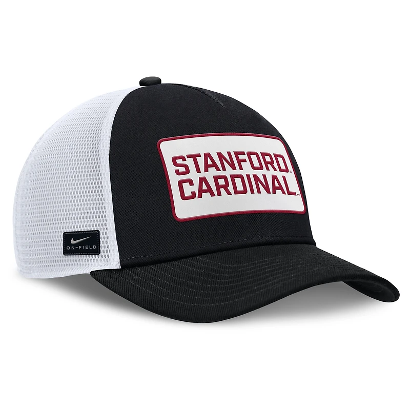 Casquette ajustable Nike Stanford Cardinal 2025 On-Field Rise Patch pour homme, noire/blanche